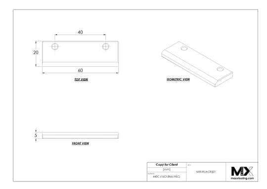MaxxMacro MXRuler 23925 WEDM Standard 60mm Support Tab (Set of 2) EDM Tooling Warehouse
