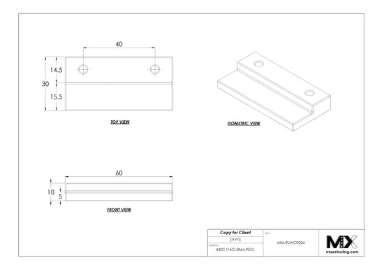 MaxxMacro 239.26 Stepped 60mm Support Tab MXRuler Accessory WEDM Rust Proof (Set of 2) EDM Tooling Warehouse