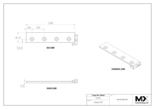 MaxxMacro (System 3R) 20029J1 MXRuler (3Ruler) WEDM Reference Element 198mm 5