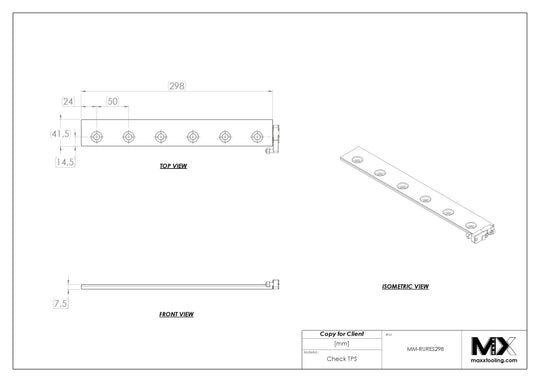 MaxxMacro (System 3R) 20029J1 MXRuler (3Ruler) WEDM Reference Element 298mm 5