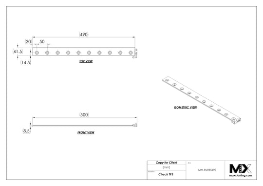 MaxxMacro (System 3R) 2006JSTD MXRuler (3Ruler) WEDM Reference Element 490mm 5