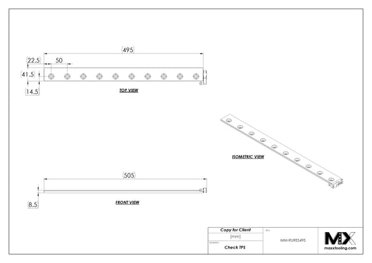 MaxxMacro (System 3R) 20049J1 MXRuler (3Ruler) WEDM Reference Element 495mm 5