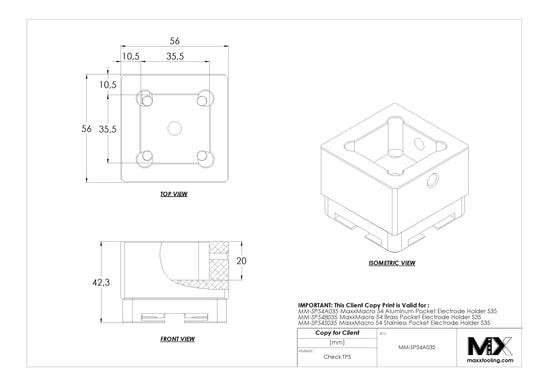 MaxxMacro (System 3R) 54 Aluminum Pocket Electrode Holder S35 4