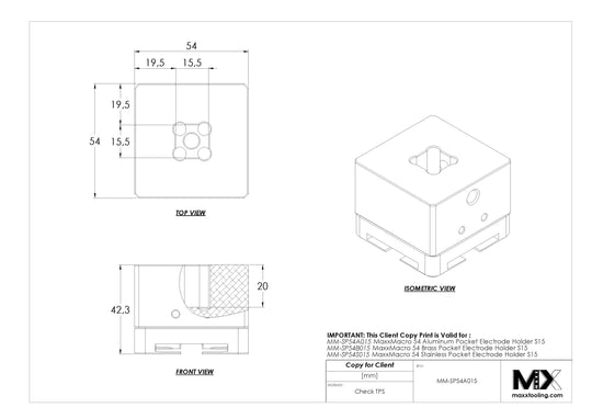 MaxxMacro (System 3R) 54 Brass Pocket Electrode Holder S15 4