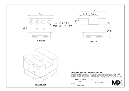 MaxxMacro (System 3R) 54 Aluminum Slotted Electrode Holder U20 4