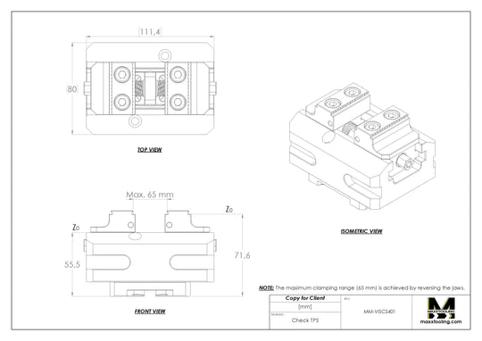 MaxxMacro (System 3R) 70 Stainless Self Centering Vise 46x65mm 5