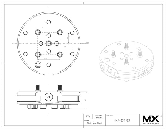 Maxx-ER (Erowa) 098667 G Stainless Pitch 52 Pallet for LANG Vise 6