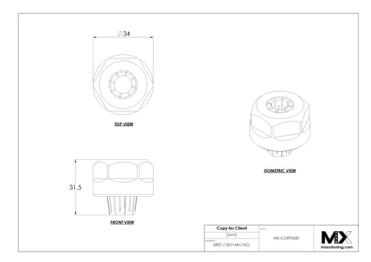 MaxxTooling ER20 Collet Replacement Locking Nut EDM Tooling Warehouse