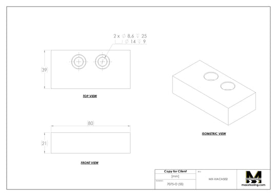 MaxxVise Aluminum Self Centering Vise Spare Part Soft Jaw 39x80x21mm (Set of 2) EDM Tooling Warehouse