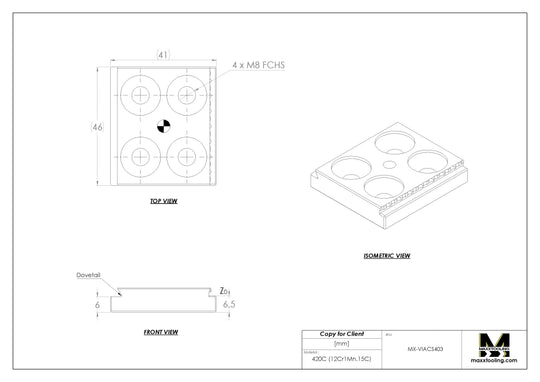 MaxxVise Stainless Self Centering Vise Spare Part Low Profile Jaw 46mm (Set of 2) EDM Tooling Warehouse