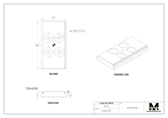MaxxVise Stainless Self Centering Vise Spare Part Low Profile Jaw 80mm (Set of 2) EDM Tooling Warehouse