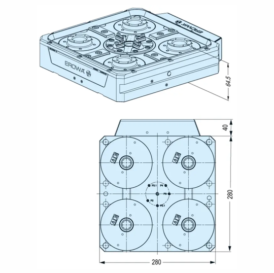 Erowa ER-139505  UPC 2.0 chuck 280x280 with ITS chuck 100 P EDM Tooling Warehouse