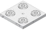 System 3R C240500, Base plate 4-fold PSP, 250 mm, without bores