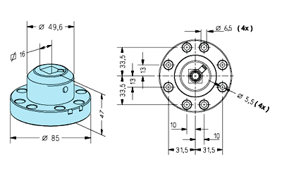 Erowa ER-015627 Square 15 Holder on Adapter ø 85 EDM Tooling Warehouse
