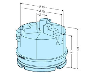 Erowa ER-078474 3 Jaw Concentric Chuck Manual ø 140mm on 148G Pallet EDM Tooling Warehouse