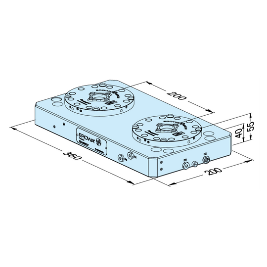 Erowa ER-099537 MTS 2.0 Base Plate 200 x 360, P/A Pitch 200 mm EDM Tooling Warehouse