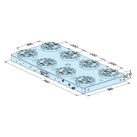 Erowa ER-103289 MTS 2.0 Base Plate 360 x 760, P Pitch 200 mm EDM Tooling Warehouse