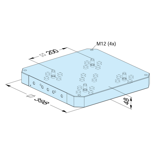 Erowa ER-104307 MTS Pallet 398 x 398 / 200; Z-Support Hard / WGS-500 40mm EDM Tooling Warehouse