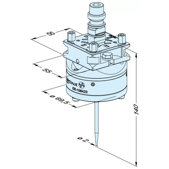 Erowa ER-106423 Probe with Ball ø 2 mm on Extension 20 mm for Gripper C EDM Tooling Warehouse