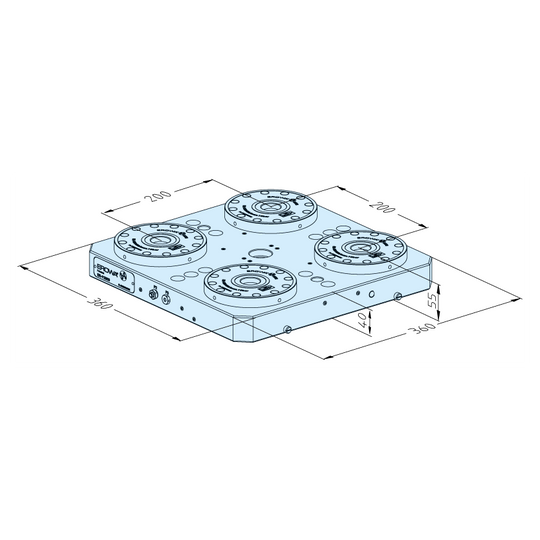 Erowa ER-113300 MTS Base Plate Universal 360x360 P, Pitch 200 EDM Tooling Warehouse