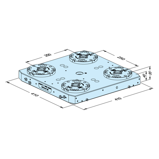 Erowa ER-133895 MTS 2.0 Base Plate 410 x 410 P/A Universal, Pitch 250 mm EDM Tooling Warehouse