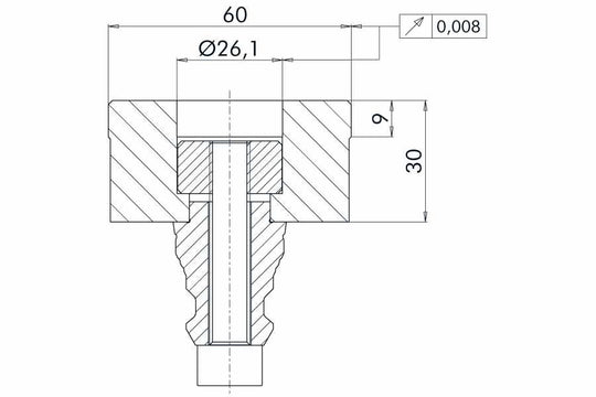 System 3R C288070, Reference mandrel (dia 60 mm) EDM Tooling Warehouse
