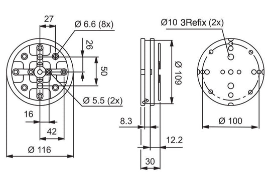 System 3R 3R-601.52, Pallet, hardened, Ø116 mm, MacroHighPerformance EDM Tooling Warehouse