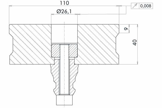 System 3R C288170, Reference mandrel (dia 110 mm) EDM Tooling Warehouse